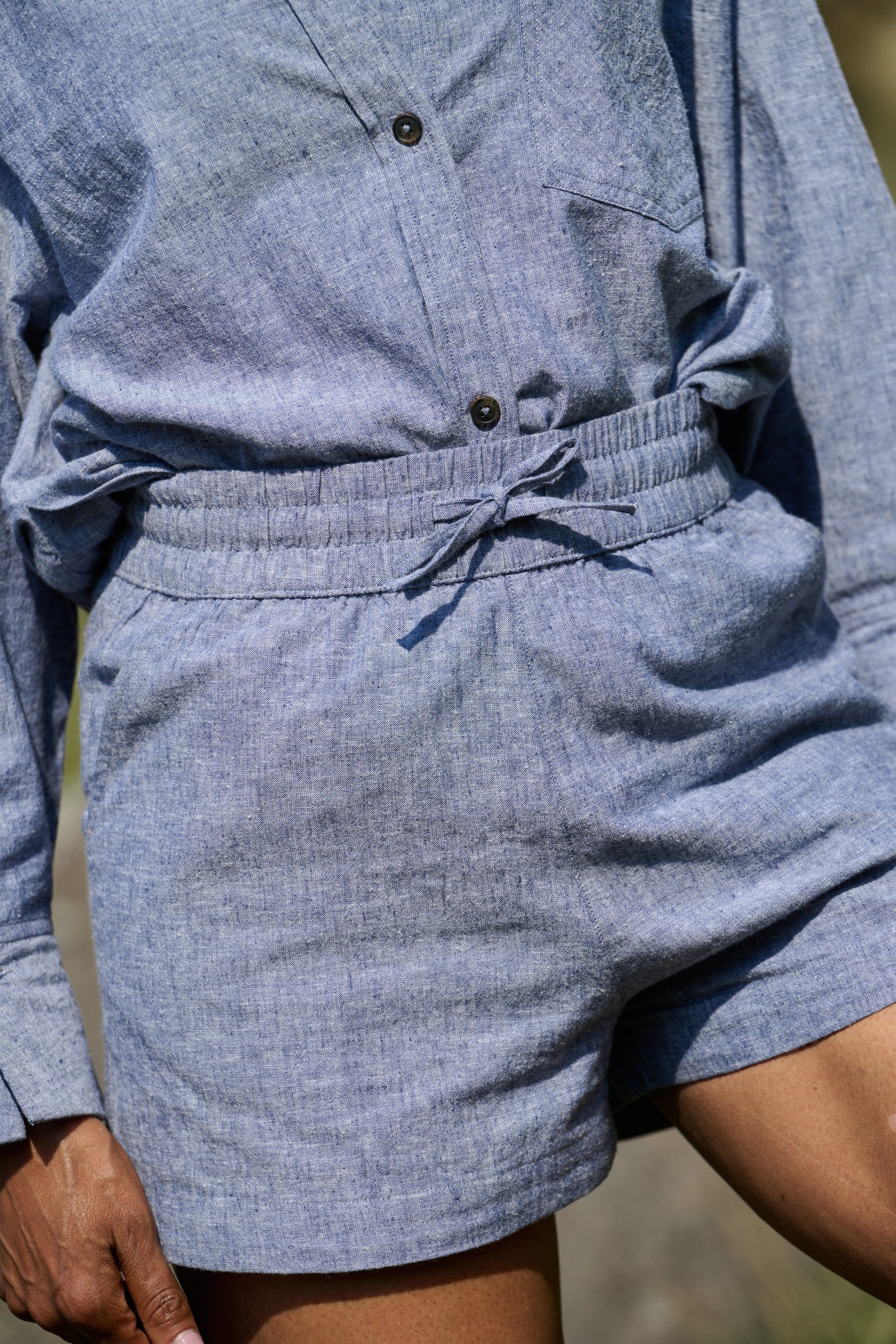 Breeze Linen Shorts - Steel Blue - Image 2