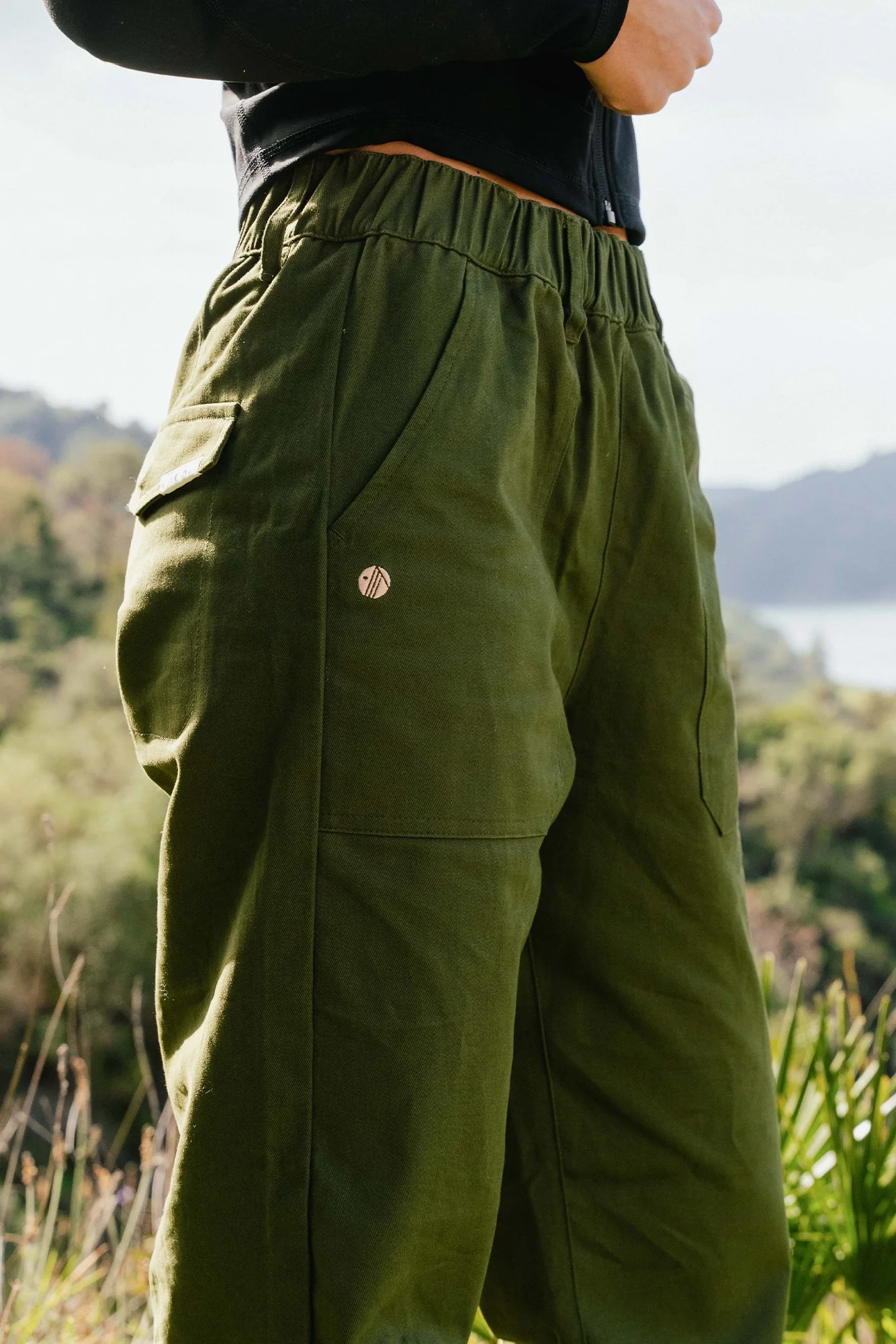 Cotton Straight Leg Pants - Elm Green - Image 4