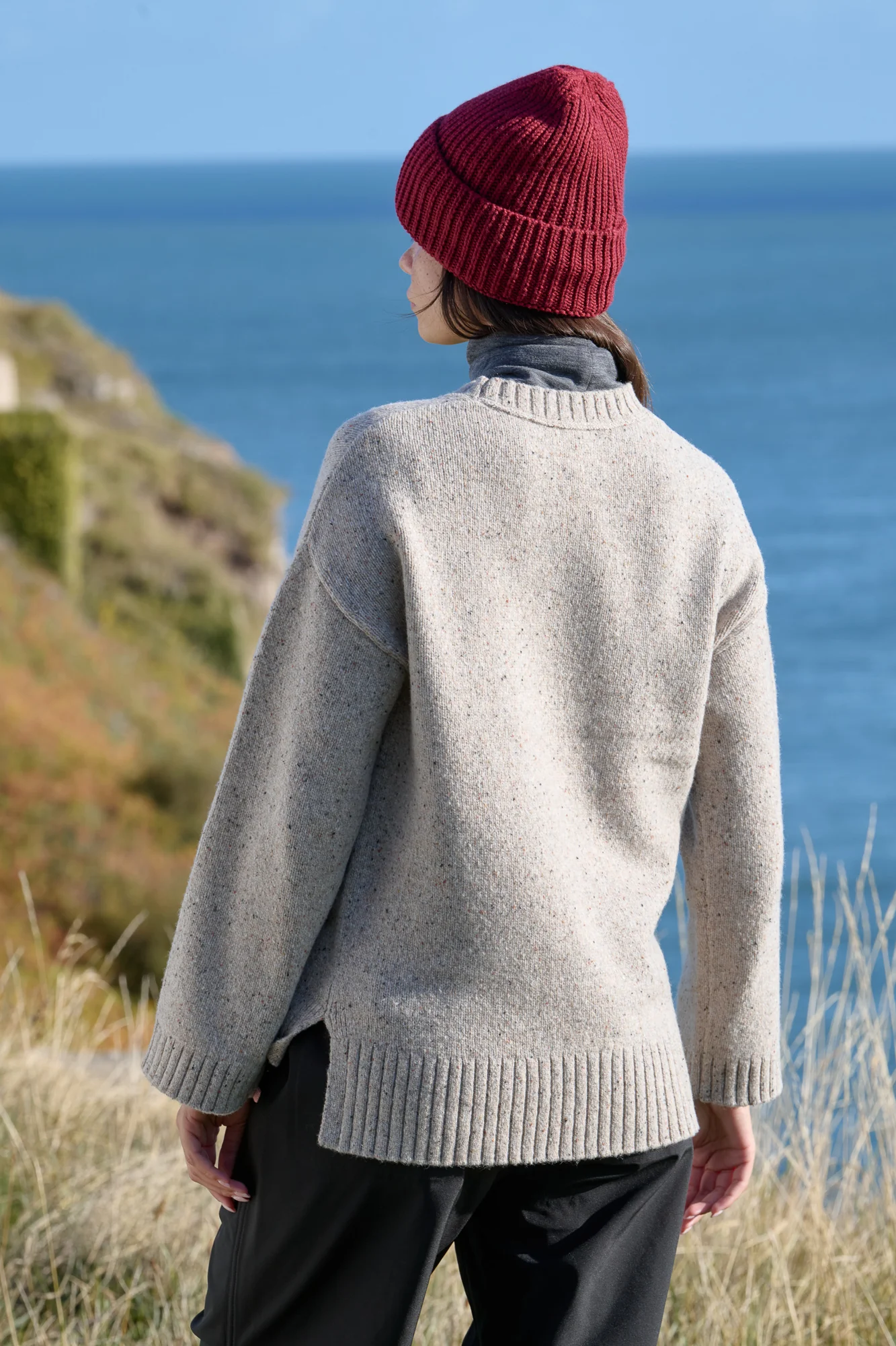 Dusk Crew Neck Knitted Jumper - Oatmeal - Image 4
