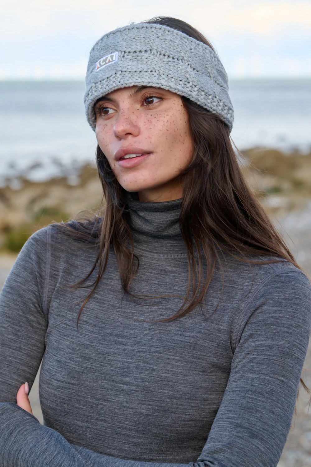 Knitted Headband - Heather Grey - Image 2