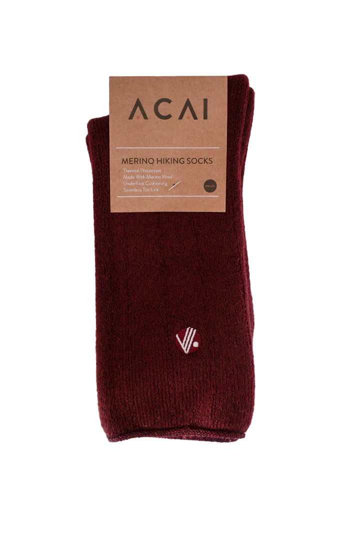 Merino Wool Hiking Socks - Cabernet - Image 2