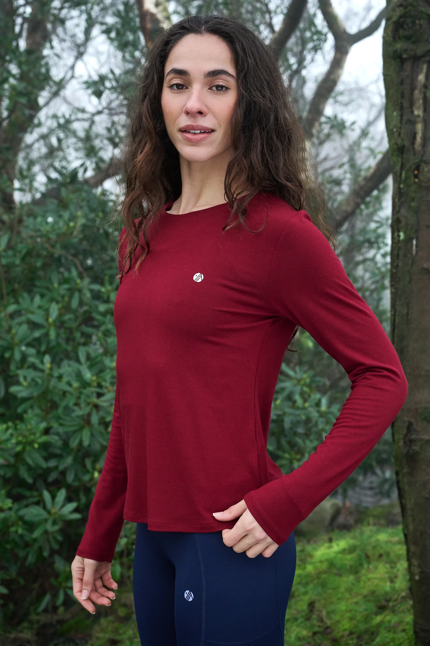 On The Go Bamboo Long Sleeve Tee - Cabernet - Image 4