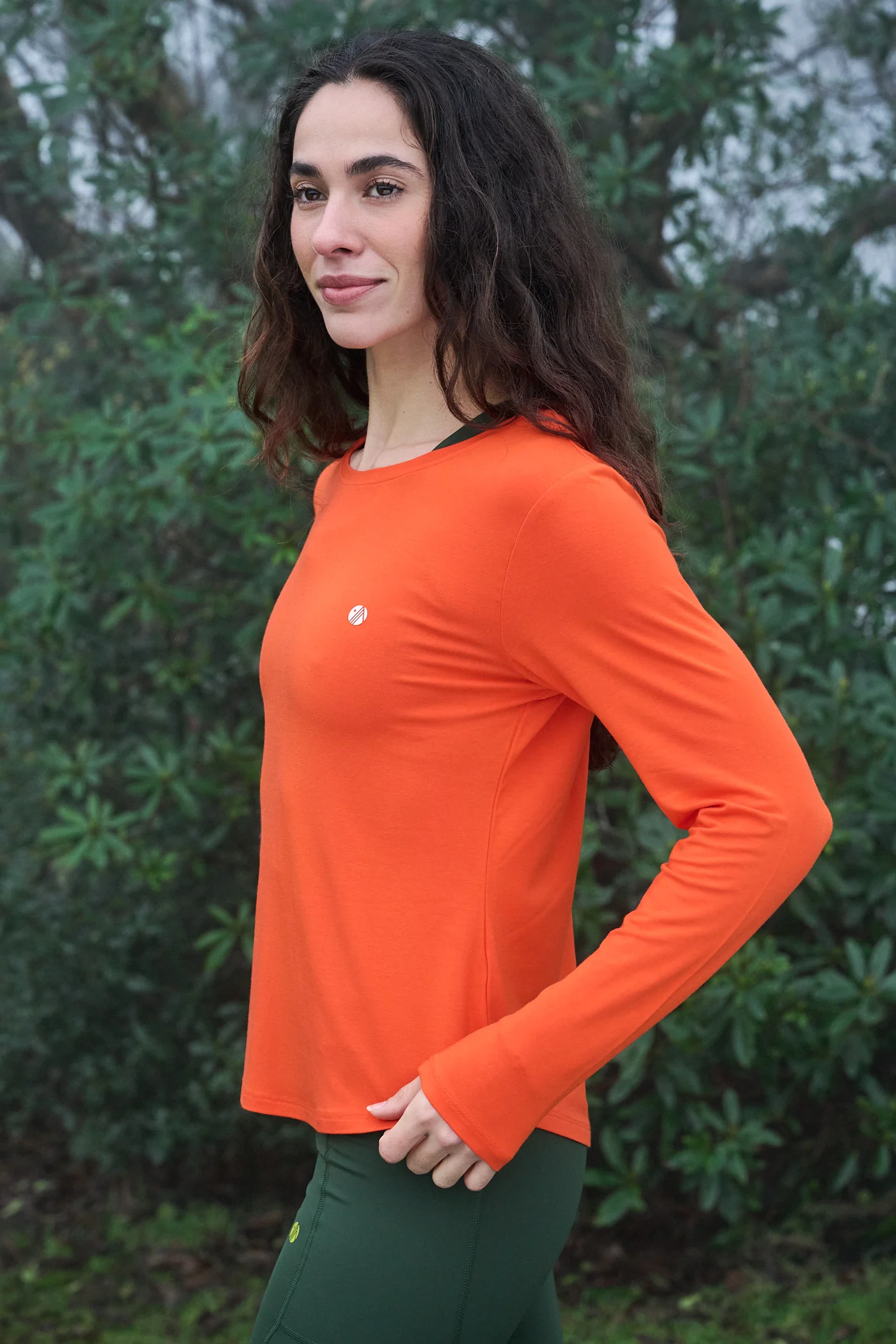 On The Go Bamboo Long Sleeve Tee - Mandarin - Image 4