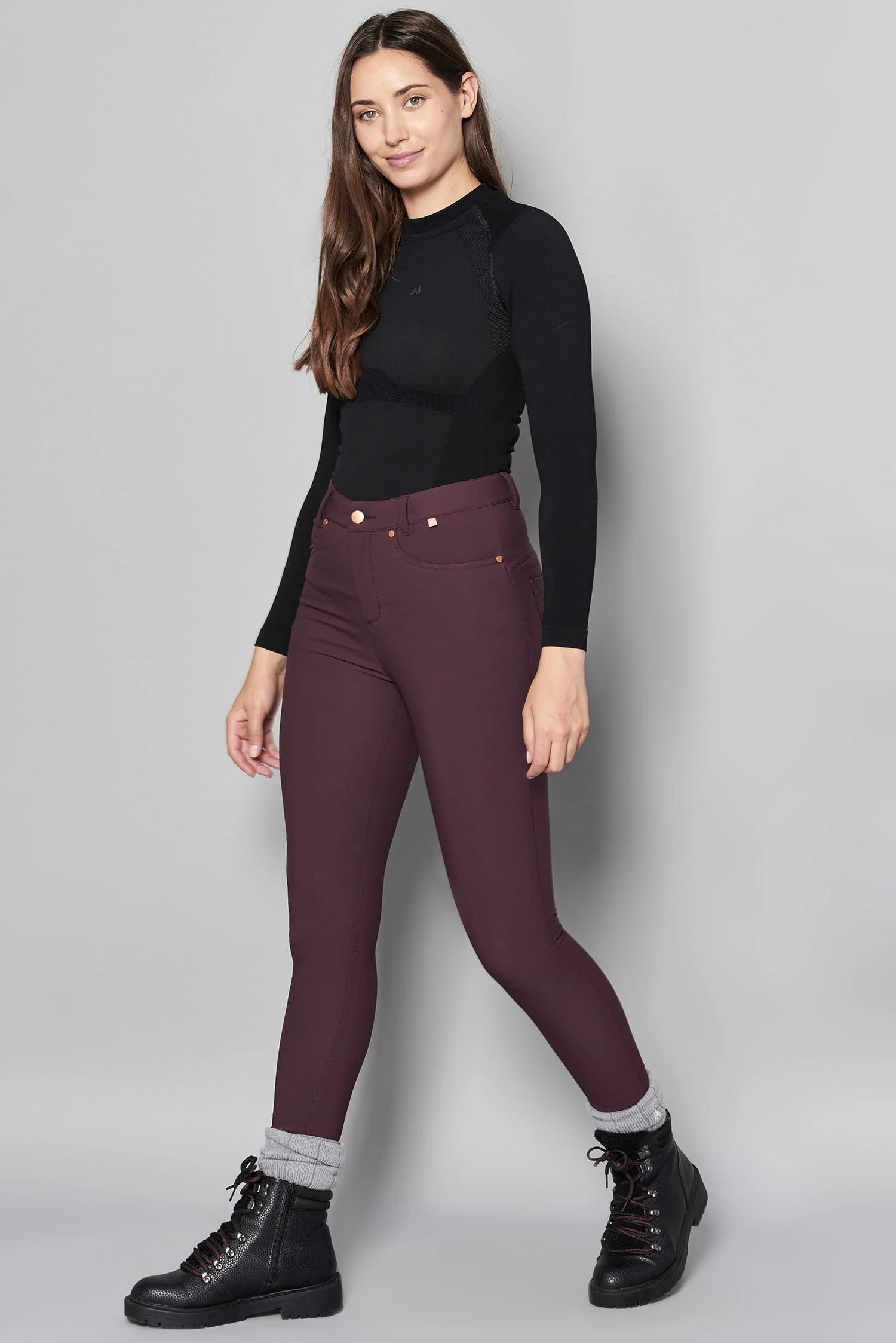 MAX Stretch Thermal Skinny Outdoor Trousers - Aubergine - Image 10